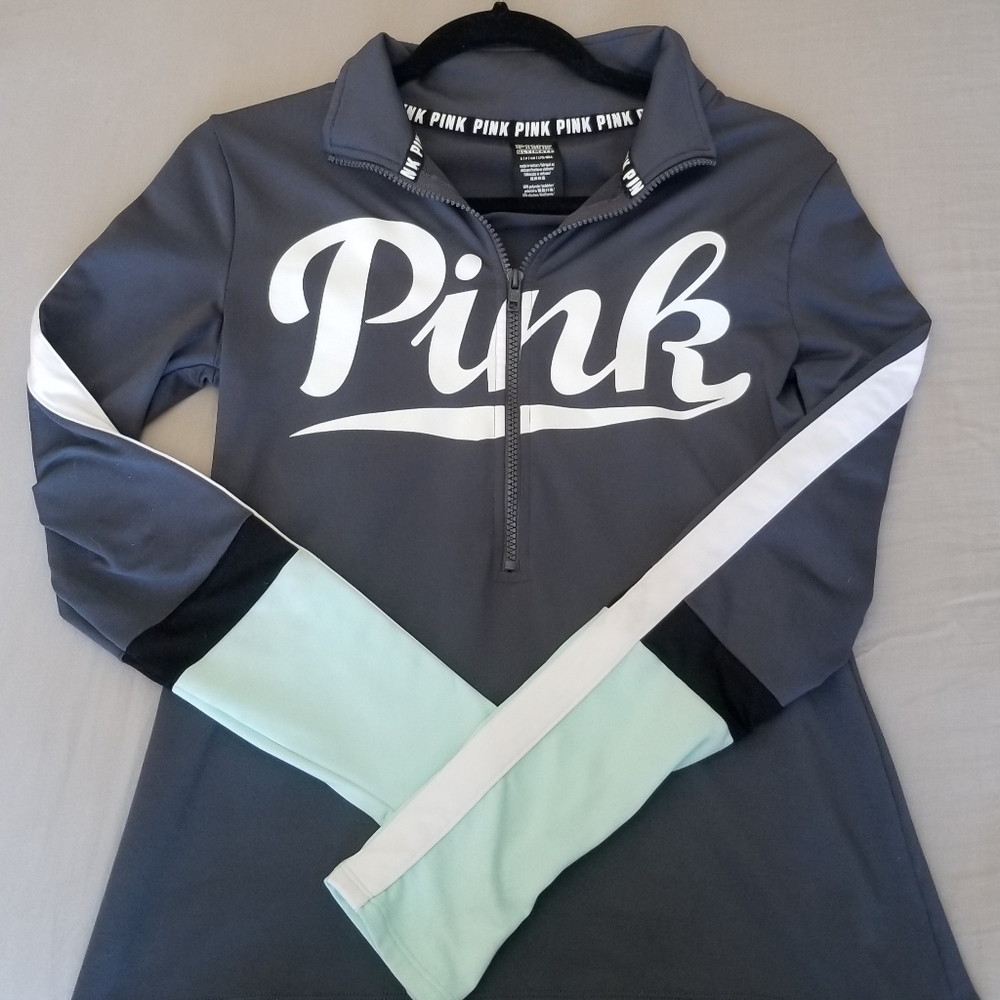 PINK fleece half zip up sweater